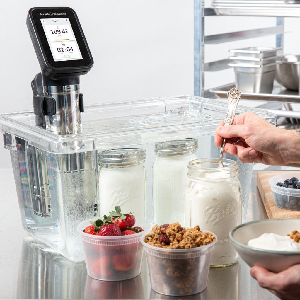 Breville  Polyscience HydroPro Plus Sous Vide Immersion Circulator Showing in Water bath
