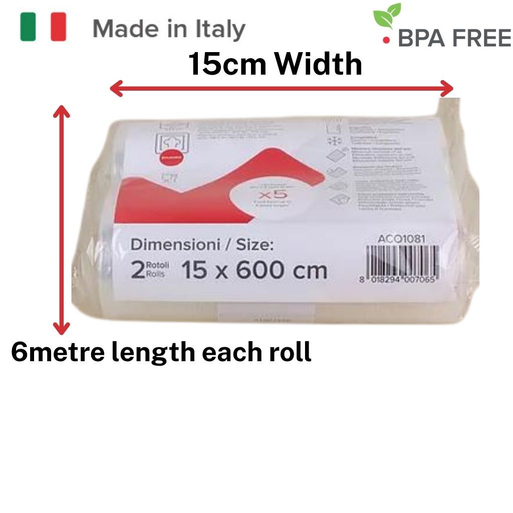 Image showing Magic Vac Vacuum Sealer ROlls COmmercial measurements 15cm wide x 6metre length 240 micron