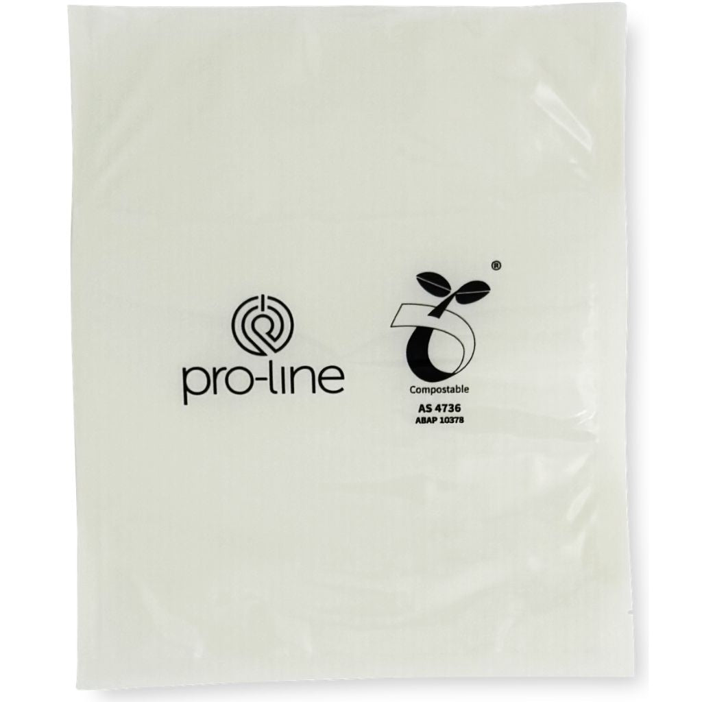 Plant-based compostable chamber vacuum sealer bags, BPA free, biodegradable and suitable for sous-vide, freezer and microwave use.
