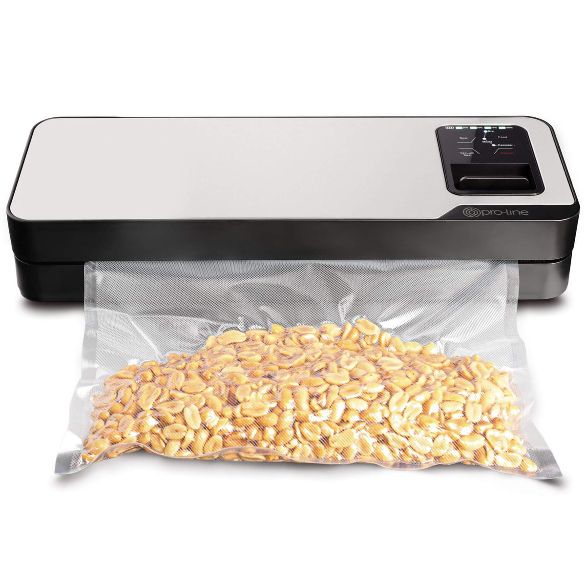 Pro-line VS-B1 Cordless Vacuum Sealer Cryovac Machine Portable &amp; Rechargeable Showing vacuum sealed peanuts in vacuum sealer