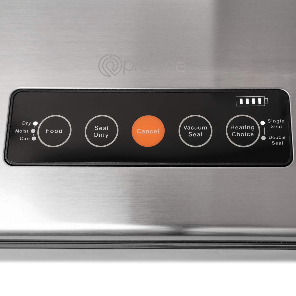 Pro-line VS-B2 Cordless Vacuum Sealer Cryovac Machine Recharable &amp; Portable showing top down look at Control Panel