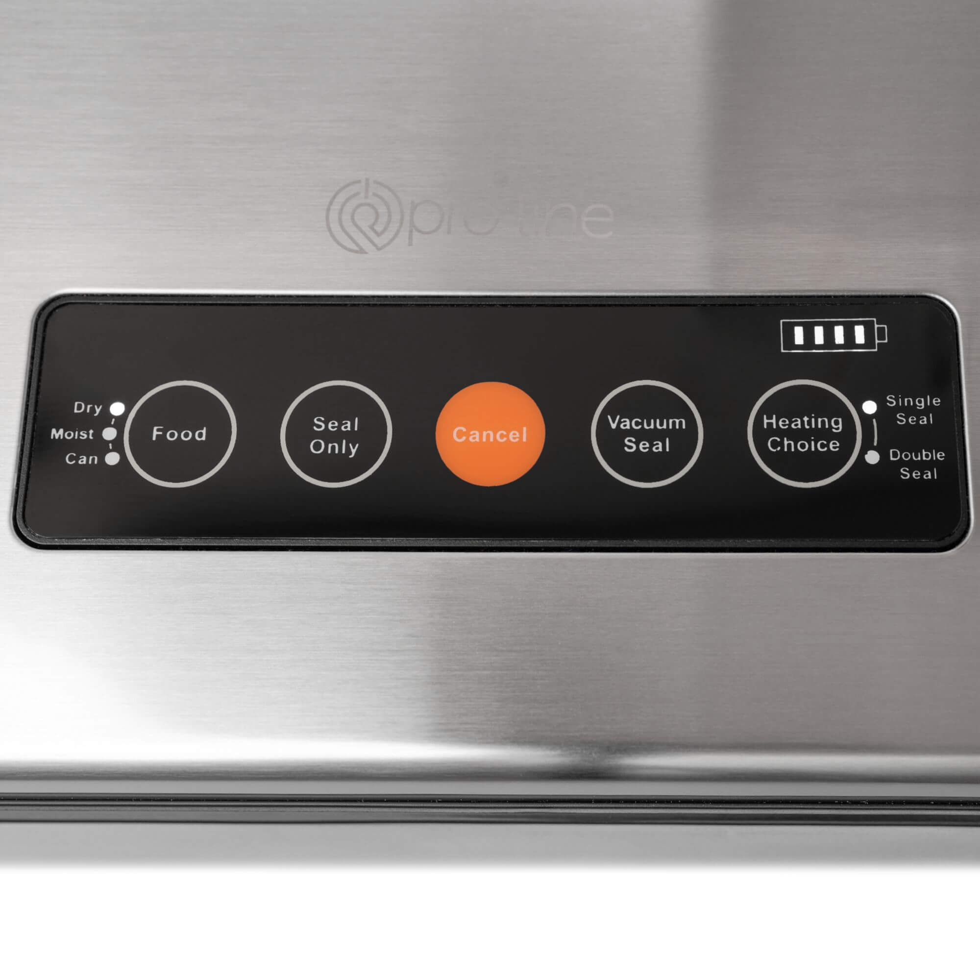 Pro-line VS-B2 Cordless Vacuum Sealer Cryovac Machine Recharable & Portable showing top down look at Control Panel