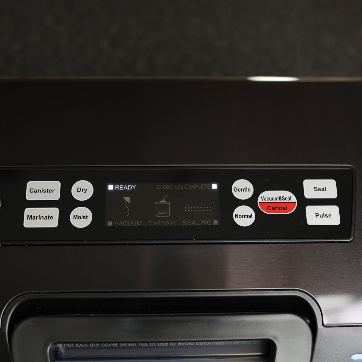 Liquid Capable Vacuum Sealer Cryovac Machine Showing top control panel