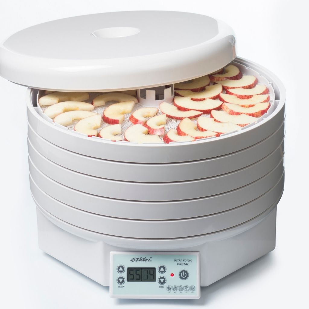 Ezidri Dehydrator Ultra FD1000 Fruit Dryer  showing apples being dehydrated