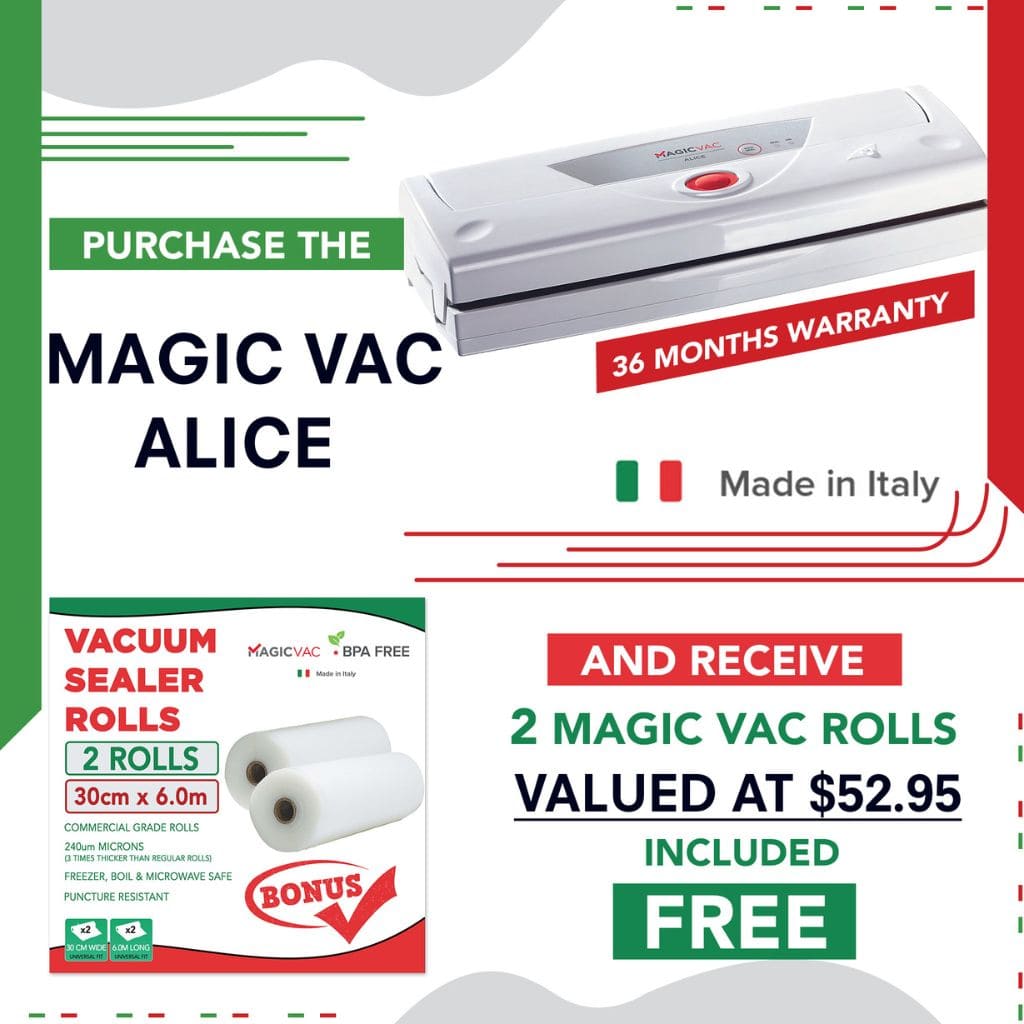 Magic Vac Alice Vacuum Sealer Cryovac Machine Special Bonus Offer 2 Vacuum Sealer Rolls Free Included