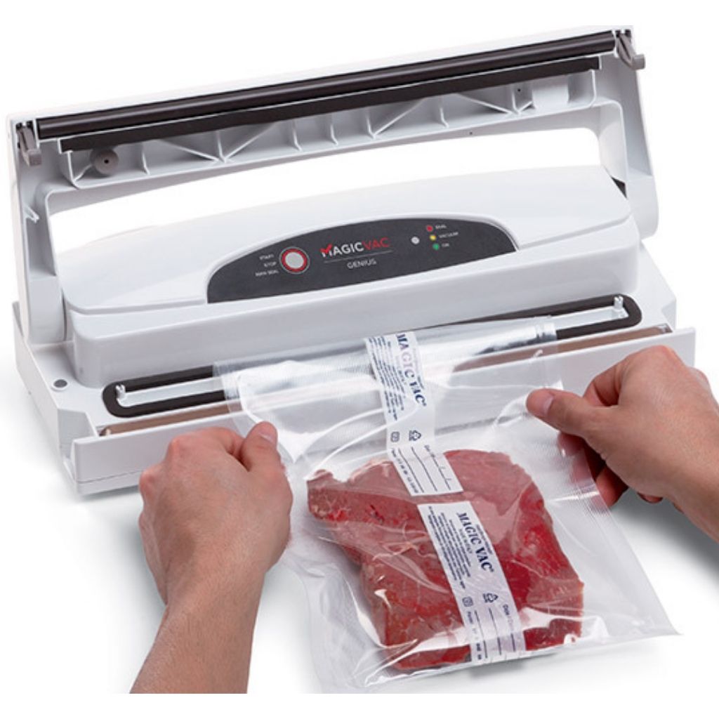 MagicVac Genius Vacuum Sealer Cryovac Machine Made in Italy Premium Domestic Placing Food in Bag