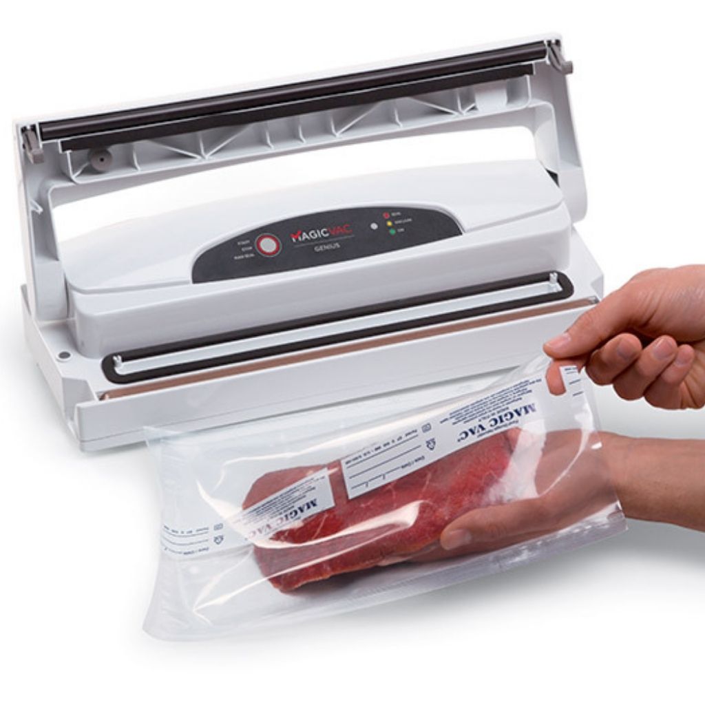MagicVac Genius Vacuum Sealer Cryovac Machine Made in Italy Premium Domestic Placing Food In Bag