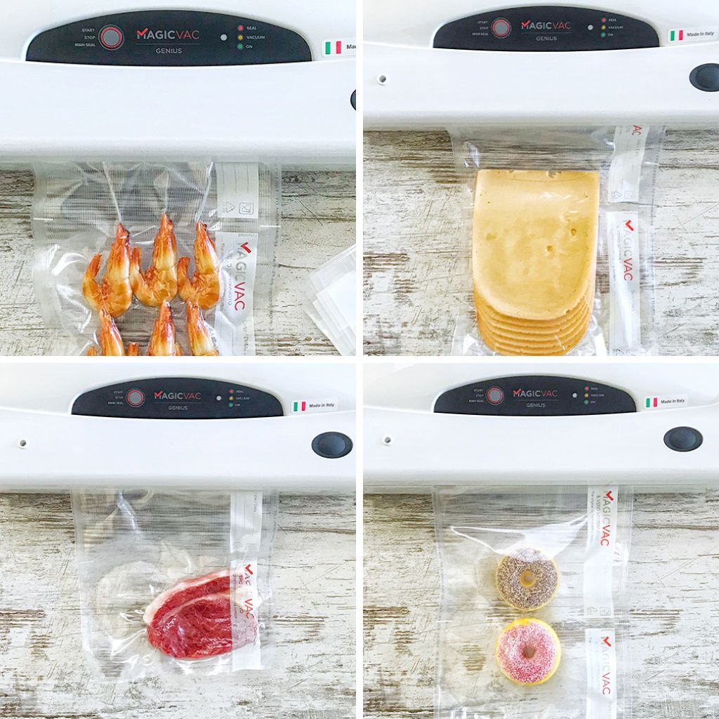 Magic Vac Genius Vacuum Sealer showing Vacuumed Food 