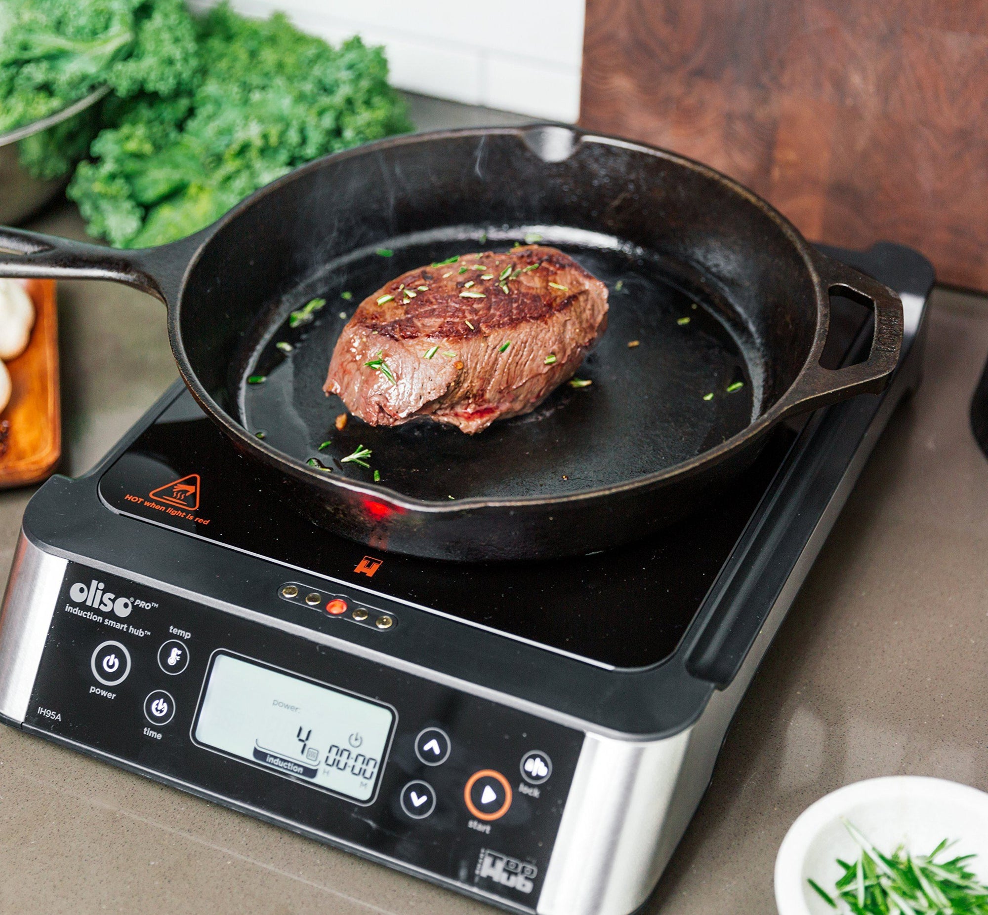 Oliso Sous Vide Smart Hub Induction Cooker with Bonus PolyScience Smoking Gun Sous Vide Machine Oliso Induction Plate Cooking Steak
