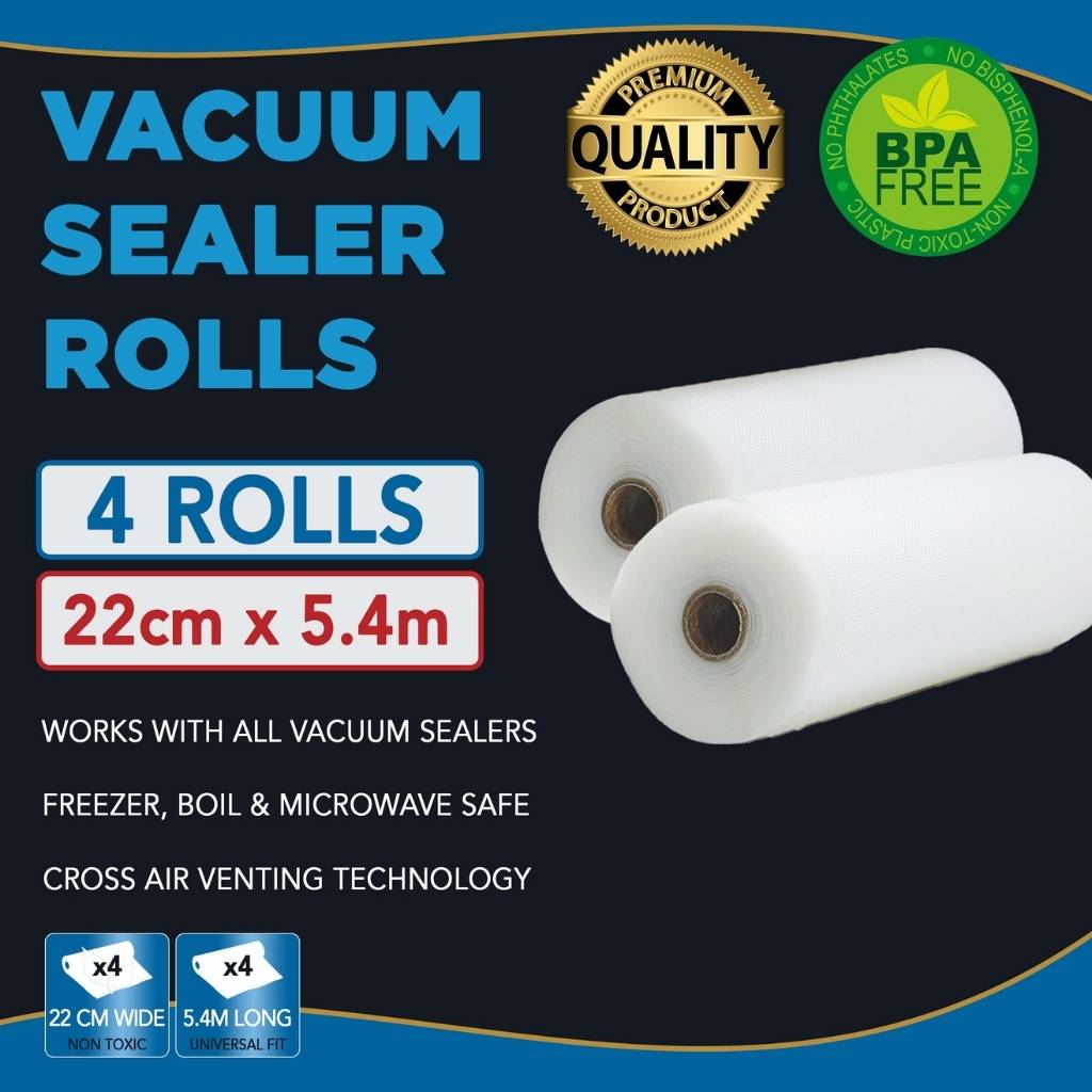 Pro-Line Premium Vacuum Sealer Bags &amp; Rolls 4 Rolls 22cm Wide x 5.4 length