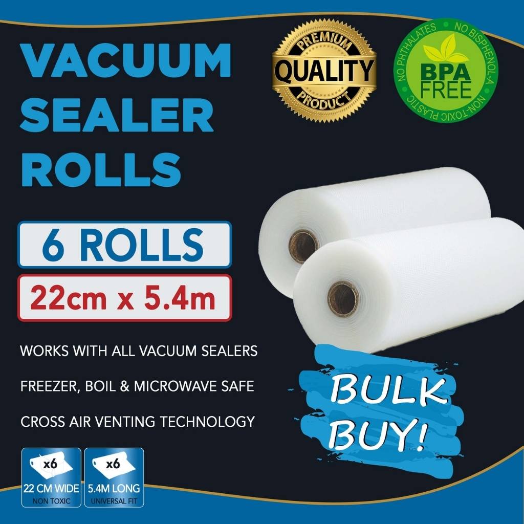  Pro-Line Premium Vacuum Sealer Bags &amp; Rolls 6 Rolls 22cm Wide x 5.4 length