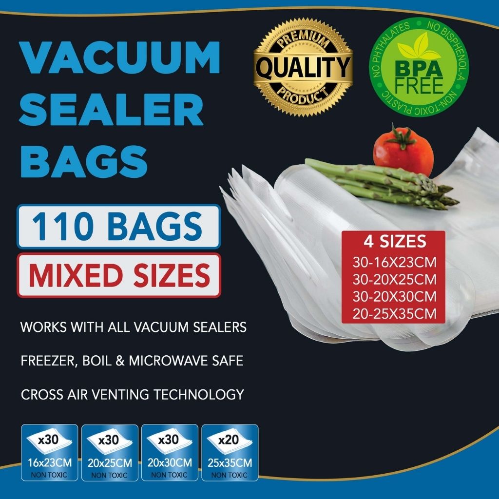 Pro-line Premium Vacuum Sealer Bags Cryovac Bags 110 Pack with Mixed Bag Sizes