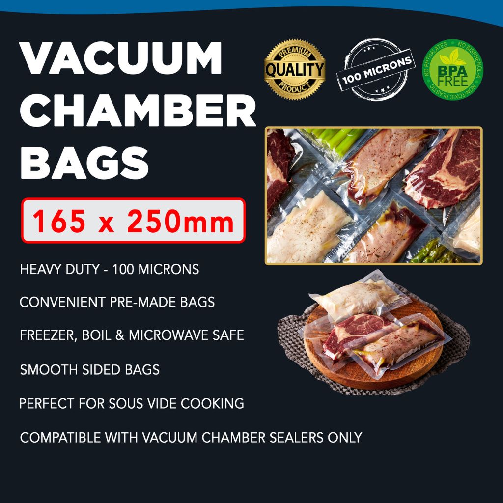 Pro-line Vacuum Chamber Sealer Bags Heavy Duty 100 Microns Thick BPA Free Size 165x250mm