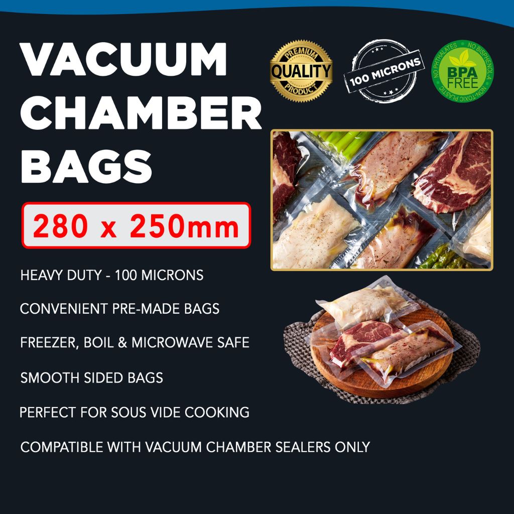 Pro-line Vacuum Chamber Sealer Bags Premium Quality BPA Free Heavy Duty 100 Microns Size 280x250mm