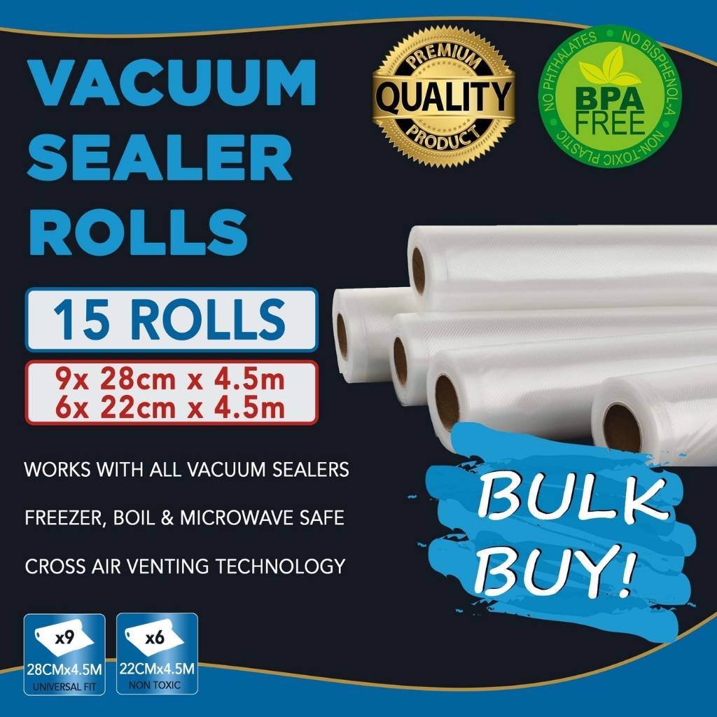 Pro-line premium vacuum sealer bags cryovac bags mixed sizes 22cm & 28cm wide Bulk buy