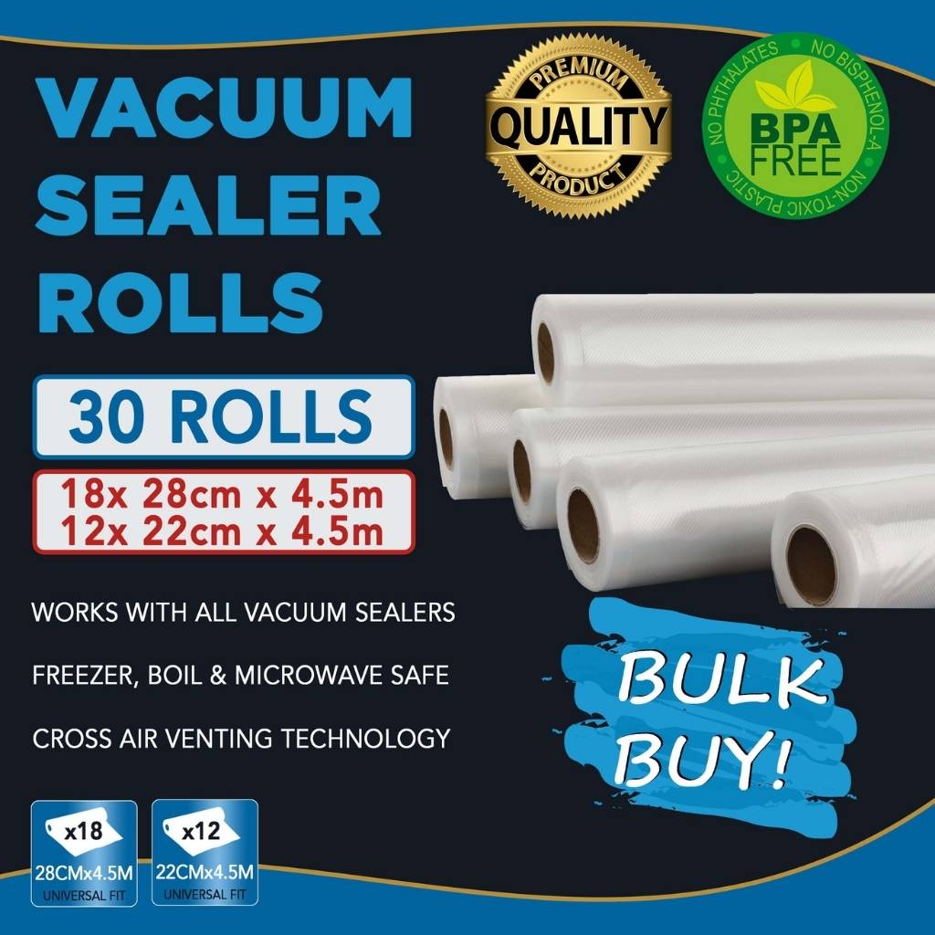 Pro-line premium vacuum sealer bags cryovac bags 22cm &amp; 28cm wide 30 rolls total bulk buy