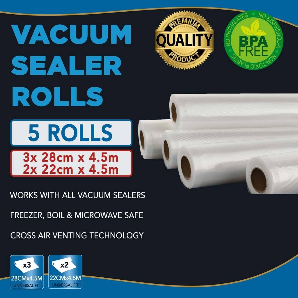 Pro-line Premium vacuum sealer bags cryovac bags 5 Rolls total mixed sizes 22cm & 28cm